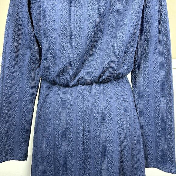 Julia Jordan Sweetheart Neck Long Sleeve Knit Dress Navy Blue Textured Size 14 - Picture 14 of 16